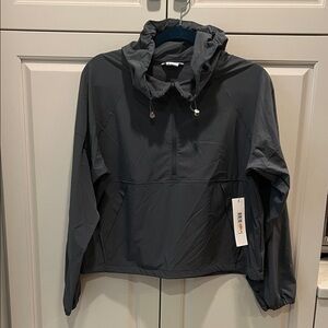 Gray DKNY Hooded Windbreaker Jacket water resistant, and a gorgeous slate blue S